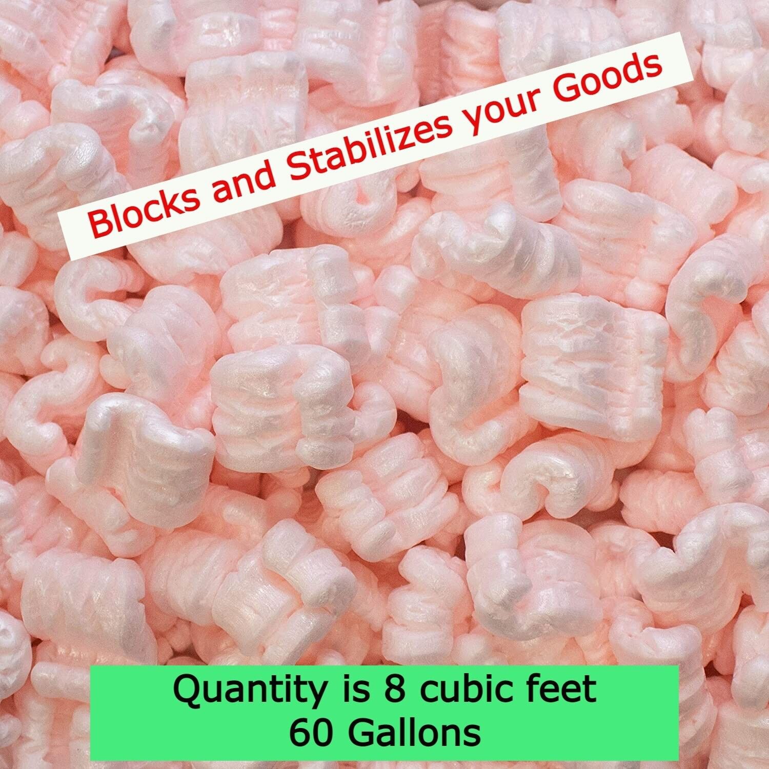 Packing Peanuts Shipping anti Static Loose Fill 60 Gallons 8 Cubic Feet Pink
