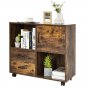 Mobile File Cabinet with Lateral Printer Stand and Storage Shelves