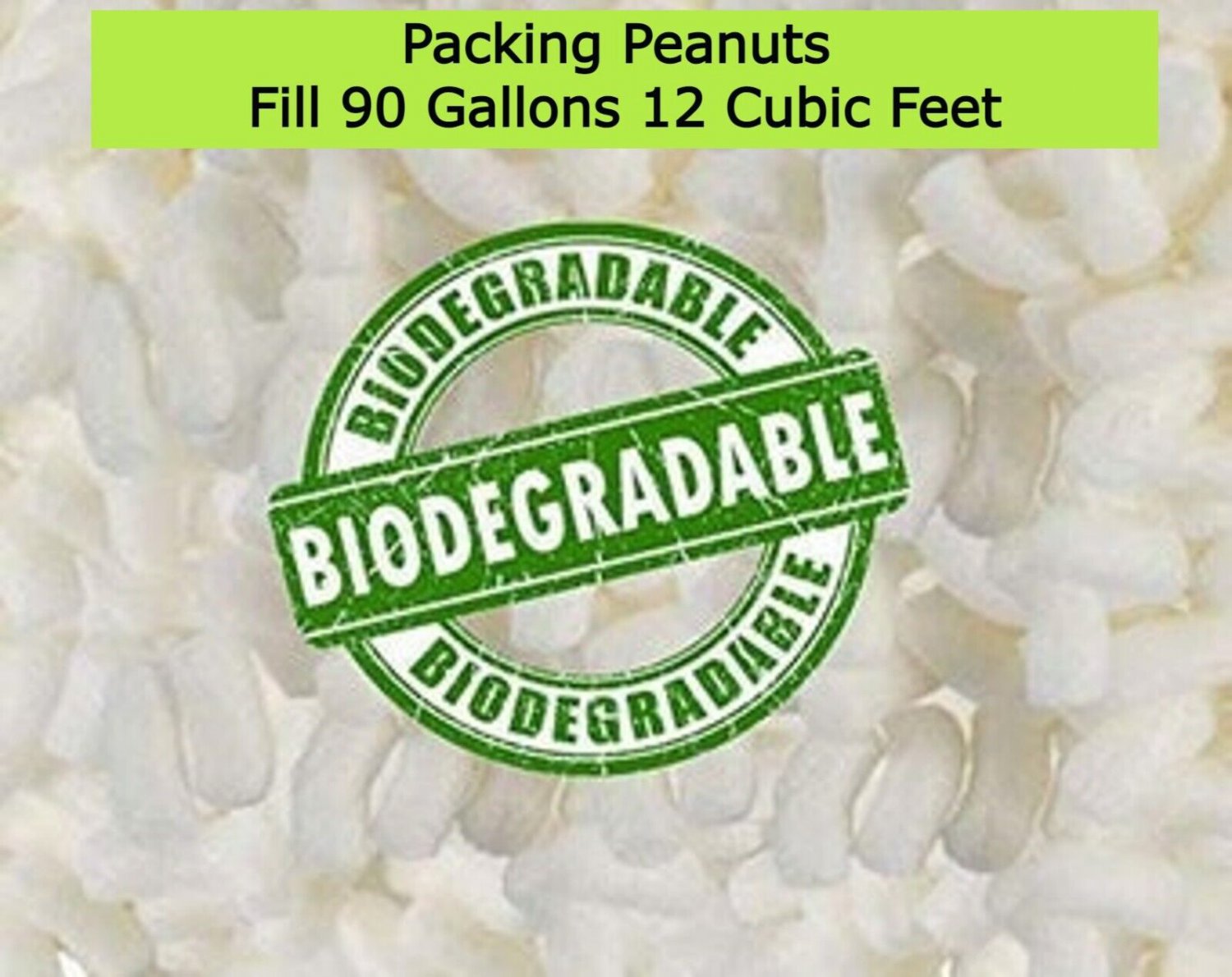 Biodegradable Packing Peanuts Shipping Loose Fill 90 Gallons 12 Cubic Feet