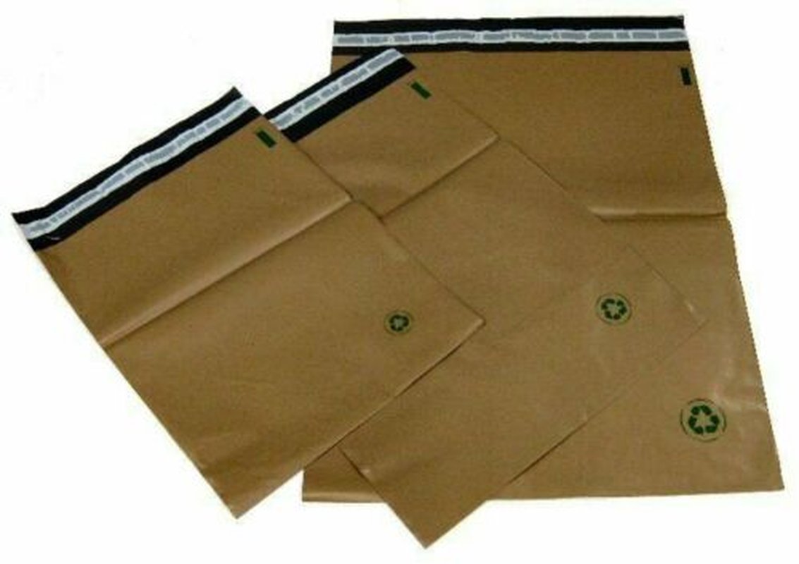 Biodegradable Poly Bag Mailer 100 #3 10X13 Brown Unlined Self Seal Envelope