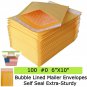 100 #0 (6"X10") Kraft Bubble Lined Mailer Envelopes Self Seal Free Shipping