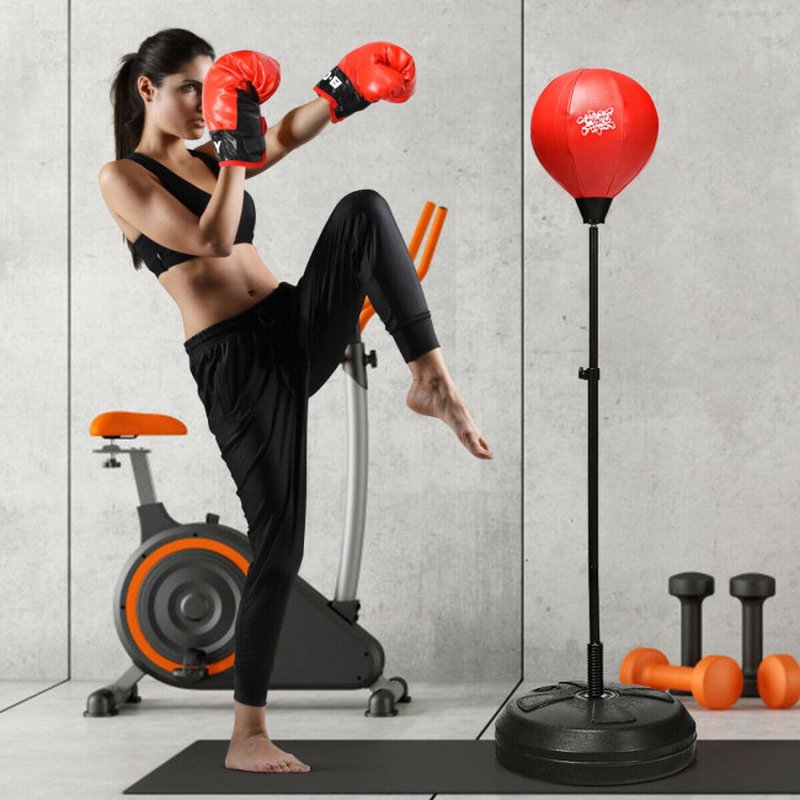 Adjustable Height Punching Bag with Stand plus Boxing Gloves for Both Adults and