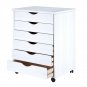 White Solid Wood 6-Drawer Wide Roll Cart