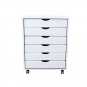 White Solid Wood 6-Drawer Wide Roll Cart