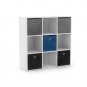 'Jolie' White Bookcase with Five Fabric Bins - 29.5"H X 35.5"W X 10.75"D