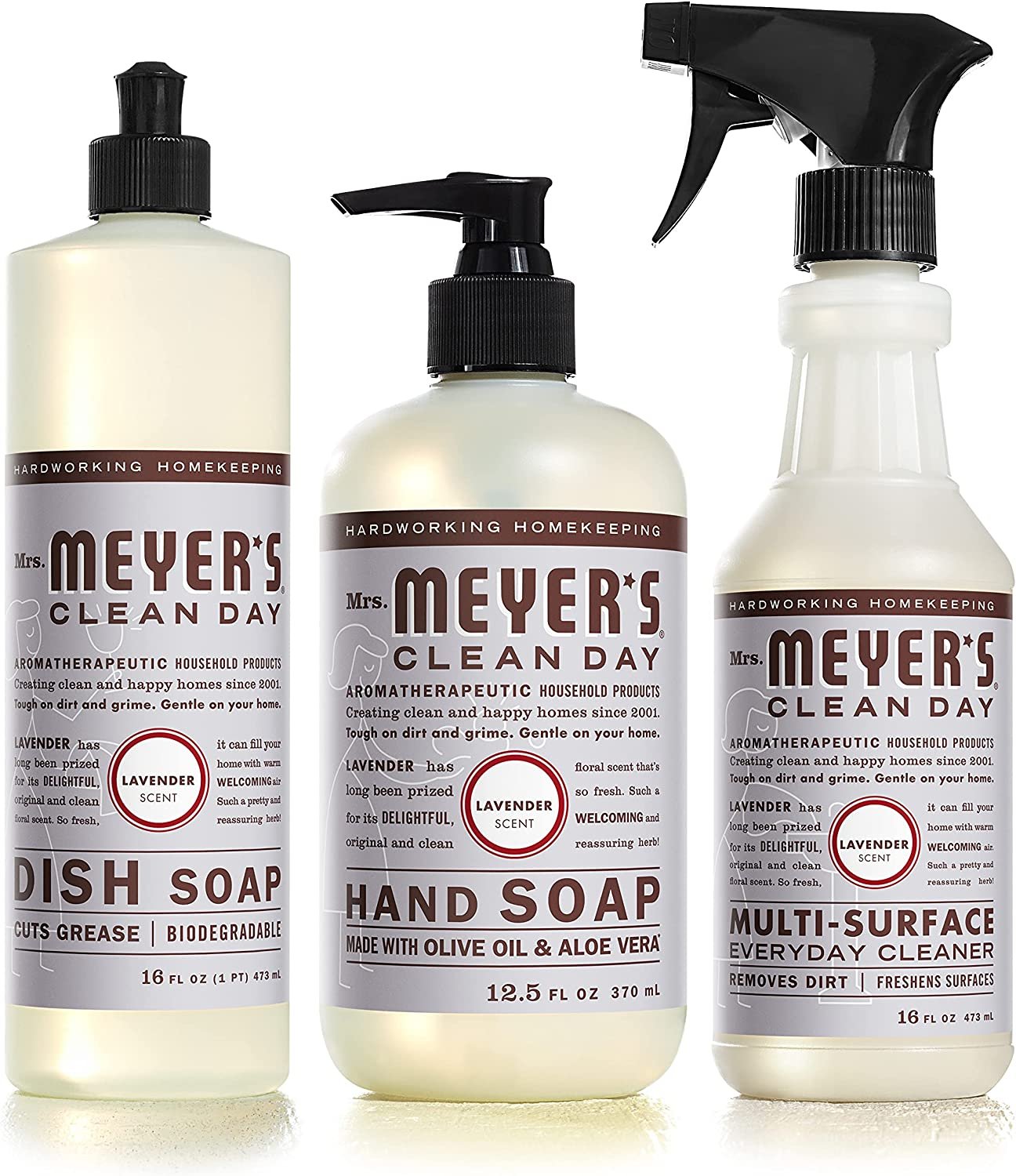 Mrs. Meyer'S Kitchen Essentials Set, Includes: Hand Soap, Dish Soap, and All Pur
