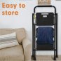 3 Step Ladder, Folding Step Stool with Wide Anti-Slip Pedal, 500Lbs Sturdy Steel