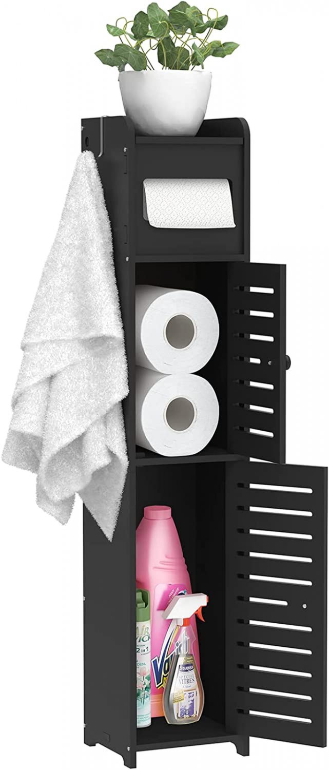 Upgrade Small Bathroom Storage Cabinet with Doors and Shelves, W6.1 X D6.1 X H31