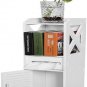 Small Bathroom Storage Cabinet, Floor Standing Narrow Cupboard Wooden Corner Sto