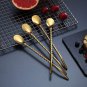 Gold Iced Tea Spoon with Straw Handle for Drinking, 4 Pieces 8.7" Stainless Stee