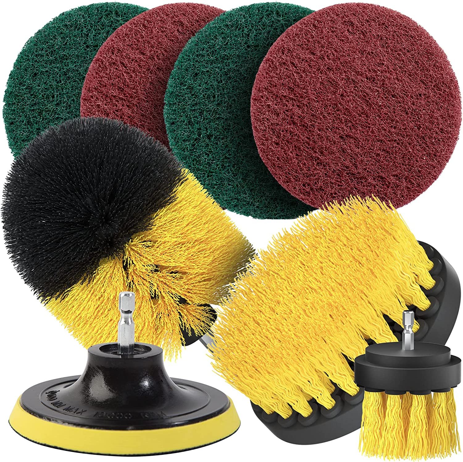 8 Piece Drill Brush Attachment Set Scouring Pads Power Scrubber Brush Scrub Pads