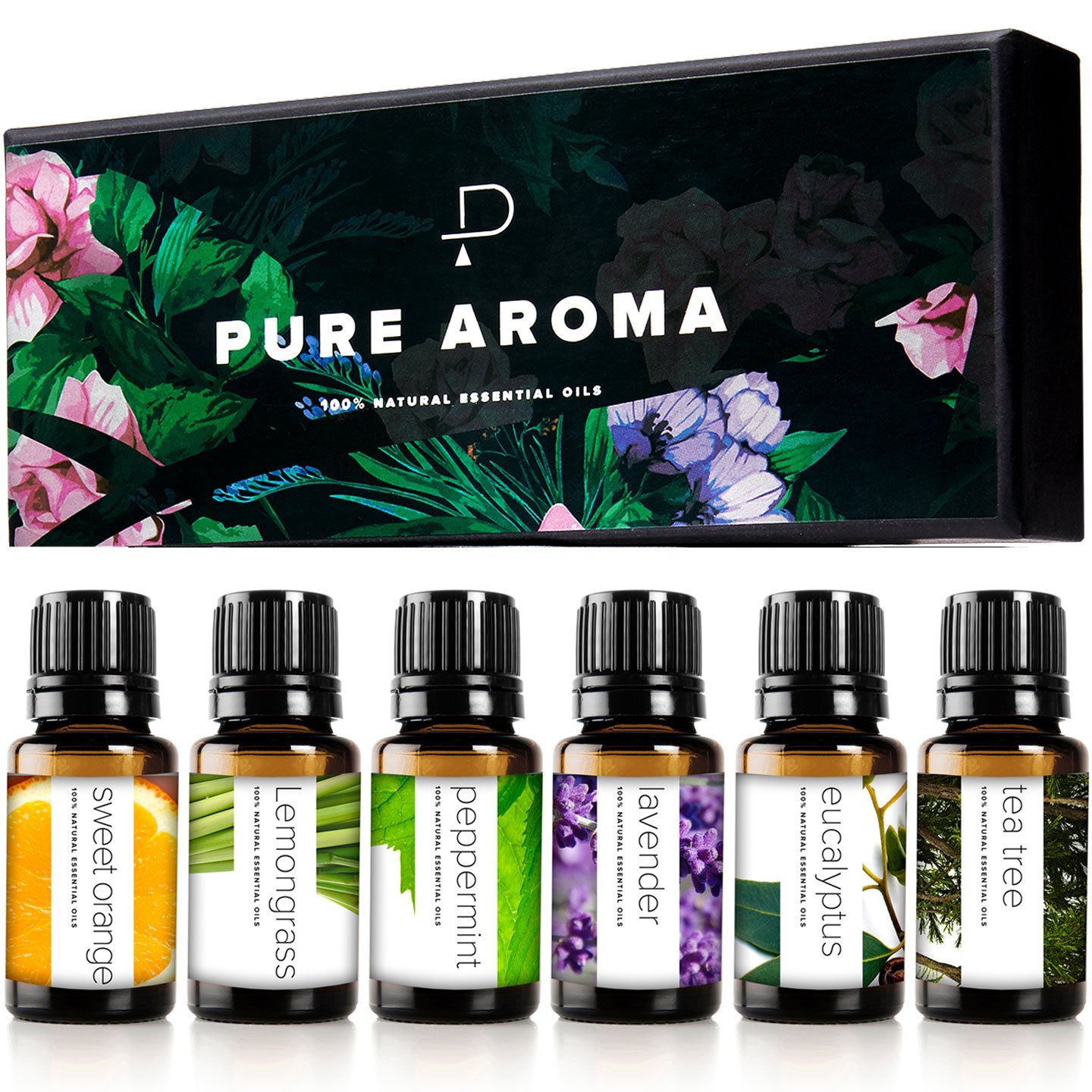 Essential Oils by  100% Pure Oils Kit- Top 6 Aromatherapy Oils Gift Set-6 Pack,