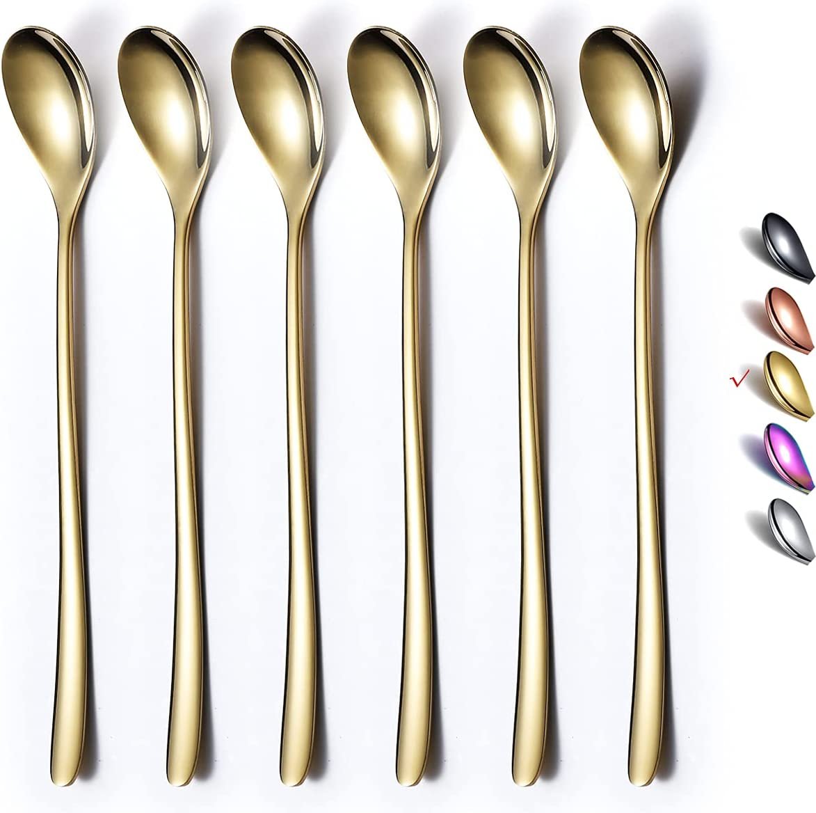 Gold Long Handle Spoon, Coffee Stirrers, Premium Stainless Steel Coffee Spoons,