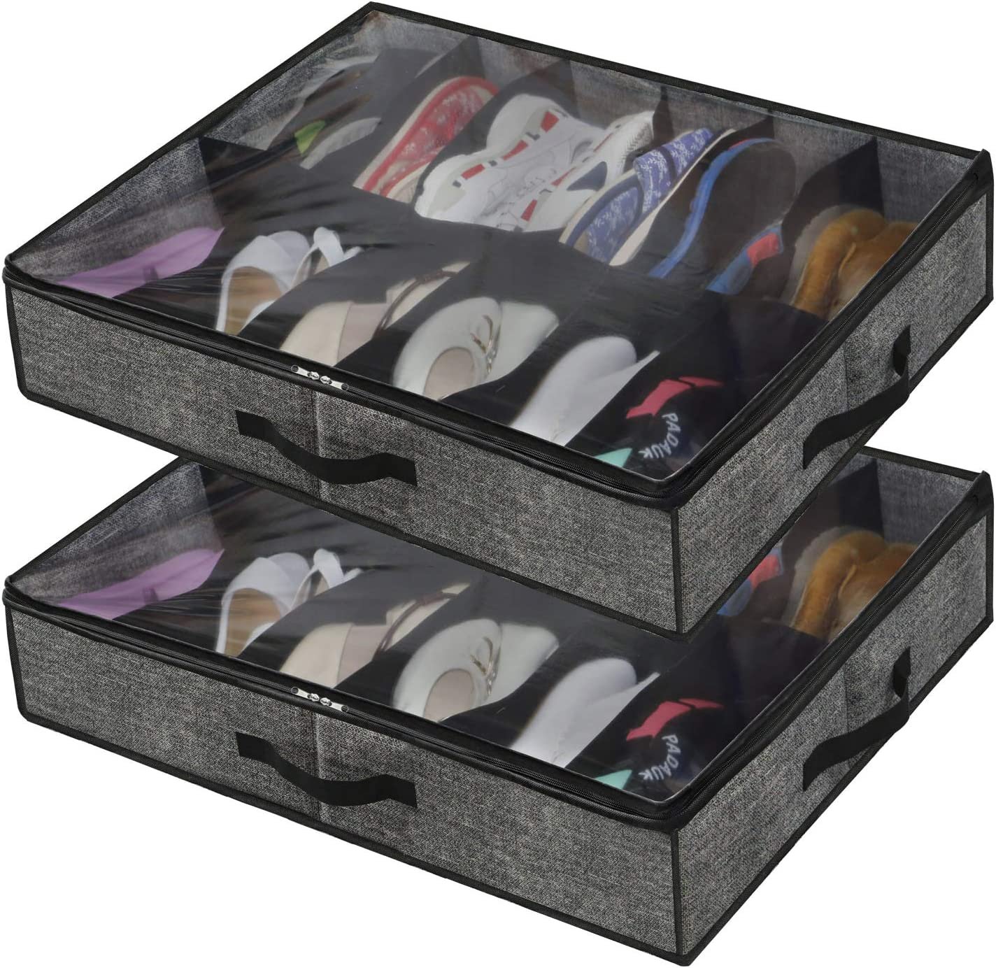 Sturdy under Bed Shoe Storage Organizer, Set of 2, Fits Total 24 Pairs, Underbed