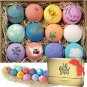 Bath Bombs Gift Set 12 USA Made Fizzies, Shea & Coco Butter Dry Skin Moisturize,