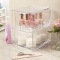 Audrey Stackable Clear Plastic Organizer Drawers | 2 Piece Set | 4.5-Inches Tall