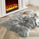 Luxury Soft Faux Sheepskin Chair Cover Seat Pad Area Rug for Bedroom 2'X 3' Grey