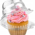 Individual Plastic Cupcake Containers Disposable with Connected Airtight Dome Li