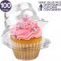 Individual Plastic Cupcake Containers Disposable with Connected Airtight Dome Li