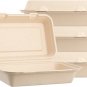 50 COUNT Sugarfiber 8 X 8" Compostable Square Hinged Container, Single Compartme