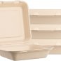 50 COUNT Sugarfiber 8 X 8" Compostable Square Hinged Container, Single Compartme