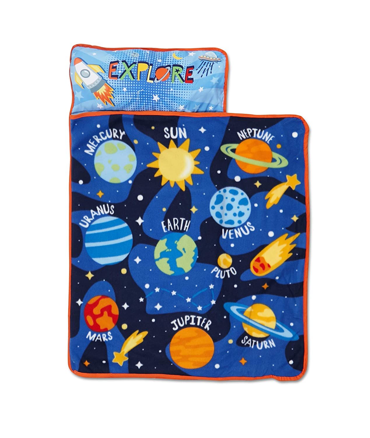 Funhouse Explore Planets & Outer Space - Kids Nap Mat Set &acirc;�� Includes Pillow and