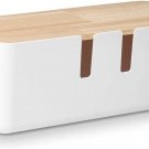 Cable Management Box by , 12X5X4.5 Inches, Wood Lid, Cord Organizer for Desk TV