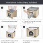 Cat Beds for Indoor Cats - Large Cat House for Pet Cat Cave with Cat Scratch Pad