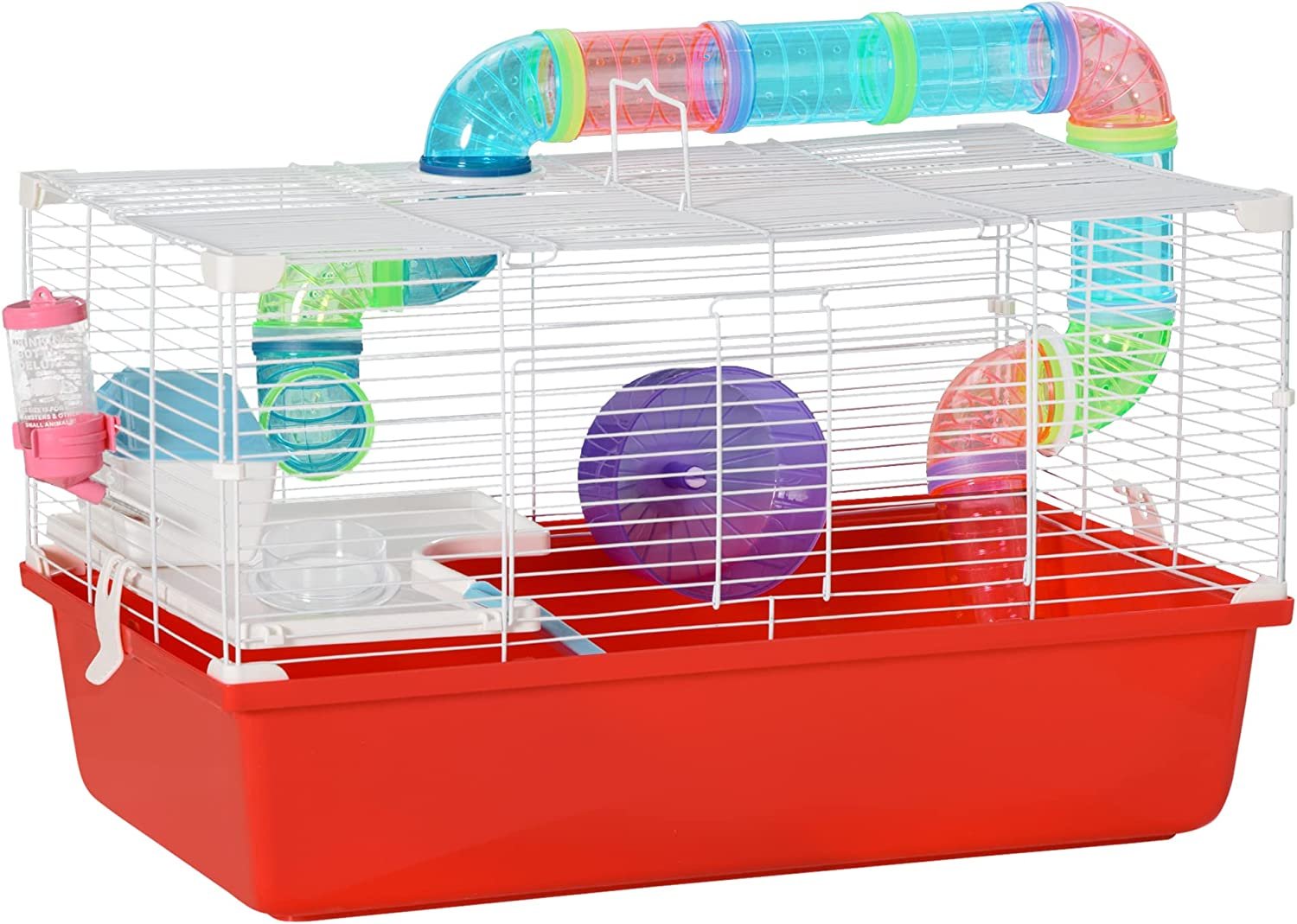 Large Hamster Cage with Tubes and Tunnels, 2Level Steel Rat Cage