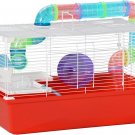 Large Hamster Cage with Tubes and Tunnels, 2-Level Steel Rat Cage, Small Animal