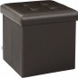 Folding Storage Ottoman Footrest Stool Faux Leather Seat Chest Brown 12.6"X12.6"