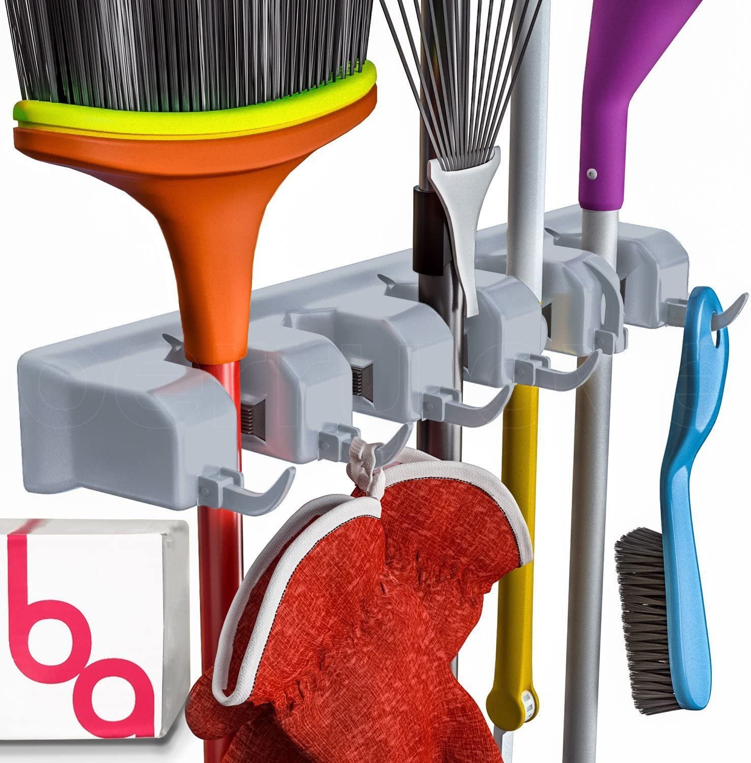 Broom Holder Wall Mount and Garden Tool Organizer, Closet Storage, Kitchen Rack,