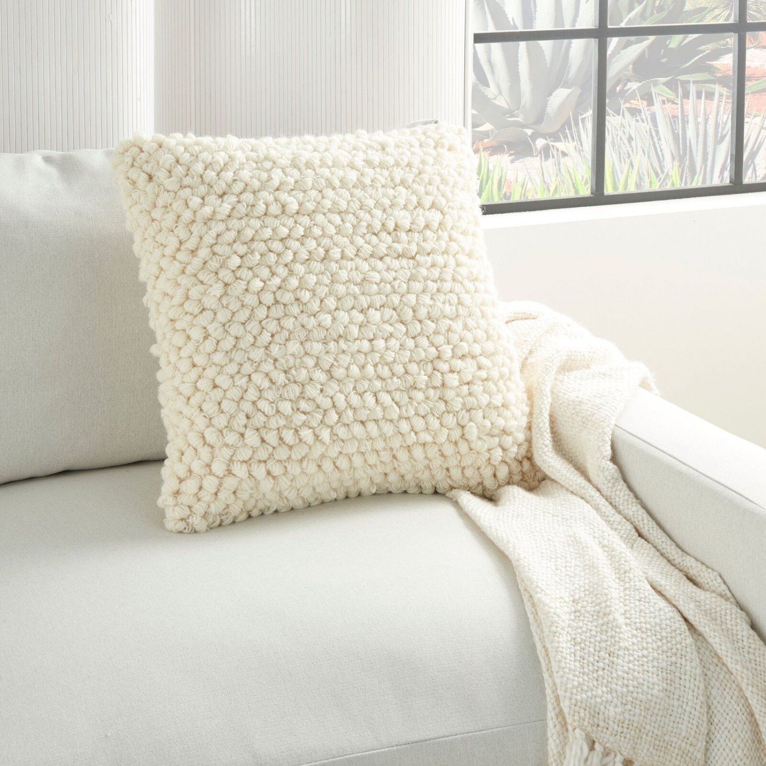 Cantera Loops Ivory Throw Pillow (20-Inch X 20-Inch)