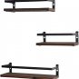 Floating Shelves Rustic Wood Wall Mounted Shelf Practical Metal Fence Set of 3