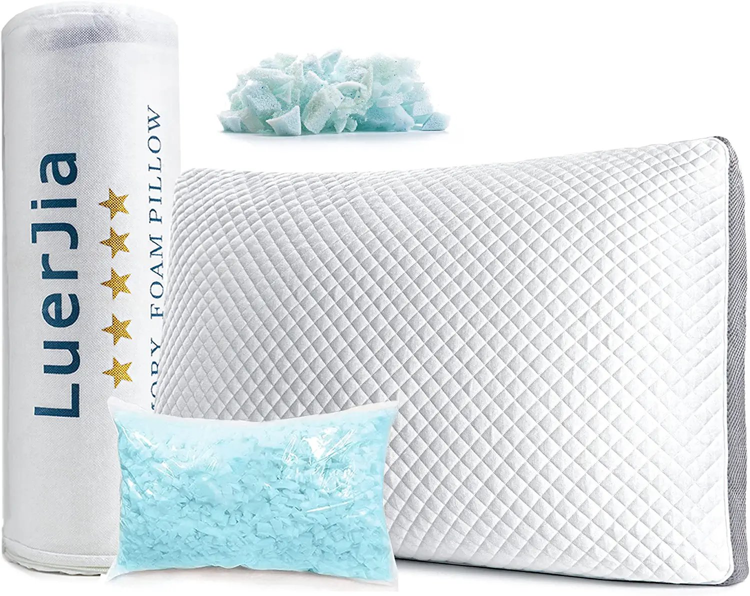 Cooling Bed Pillows Memory Foam Bamboo Standard Sleep Adjustable Fiber Cover Zip