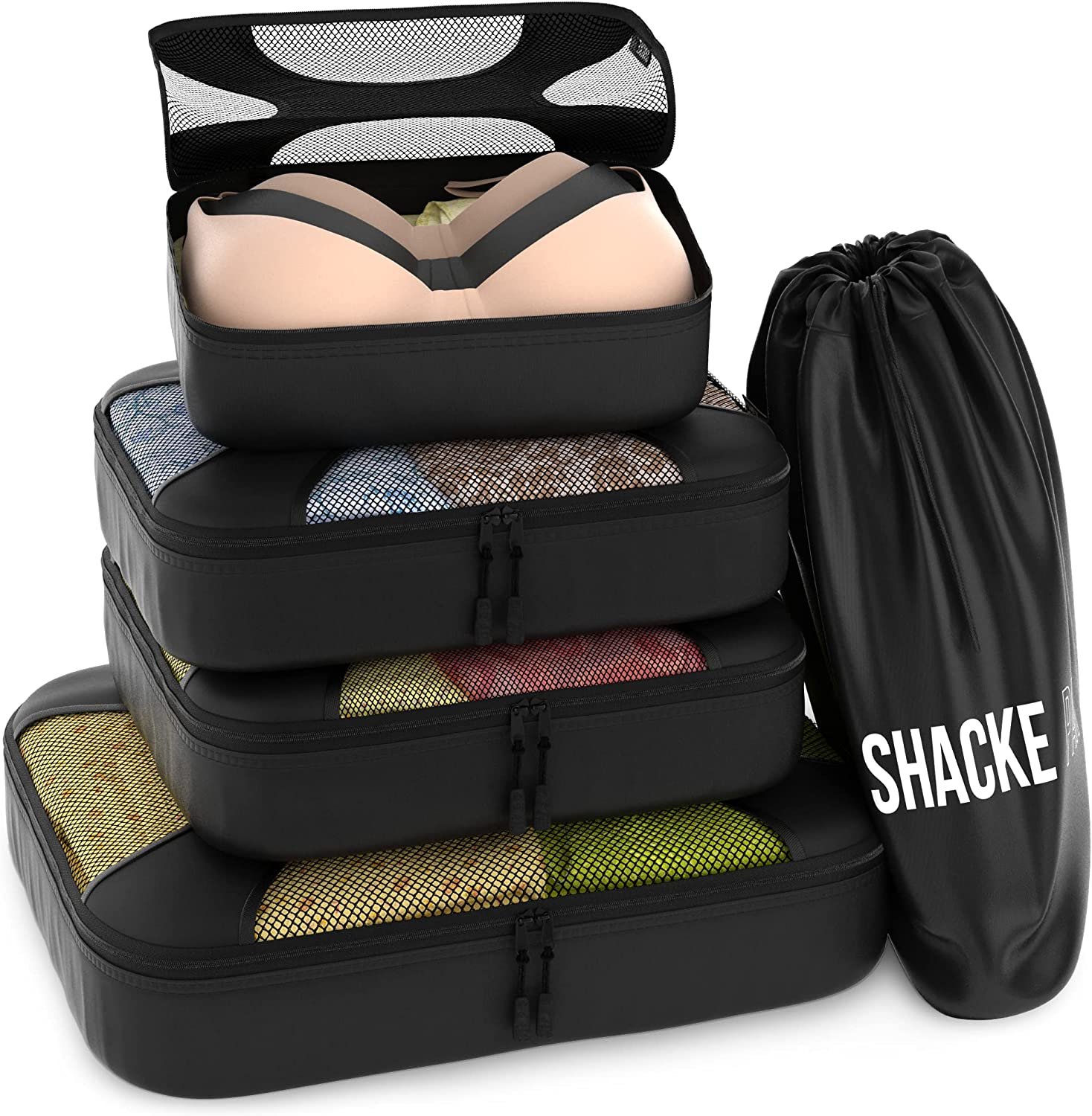 Pak - 5 Set Packing Cubes - Travel Organizers with Laundry Bag