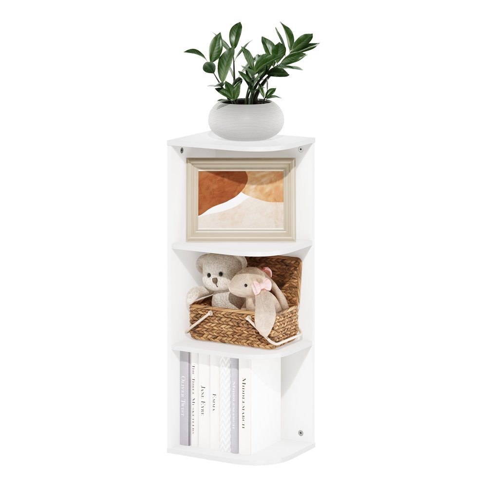 Pasir 3Tier Corner Open Shelf Bookcase, White