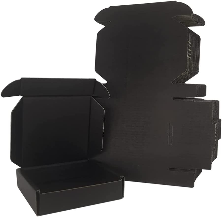 25 or 50 Pack Small Sizes Shipping Boxes, Black or White Corrugated Cardboard Ma