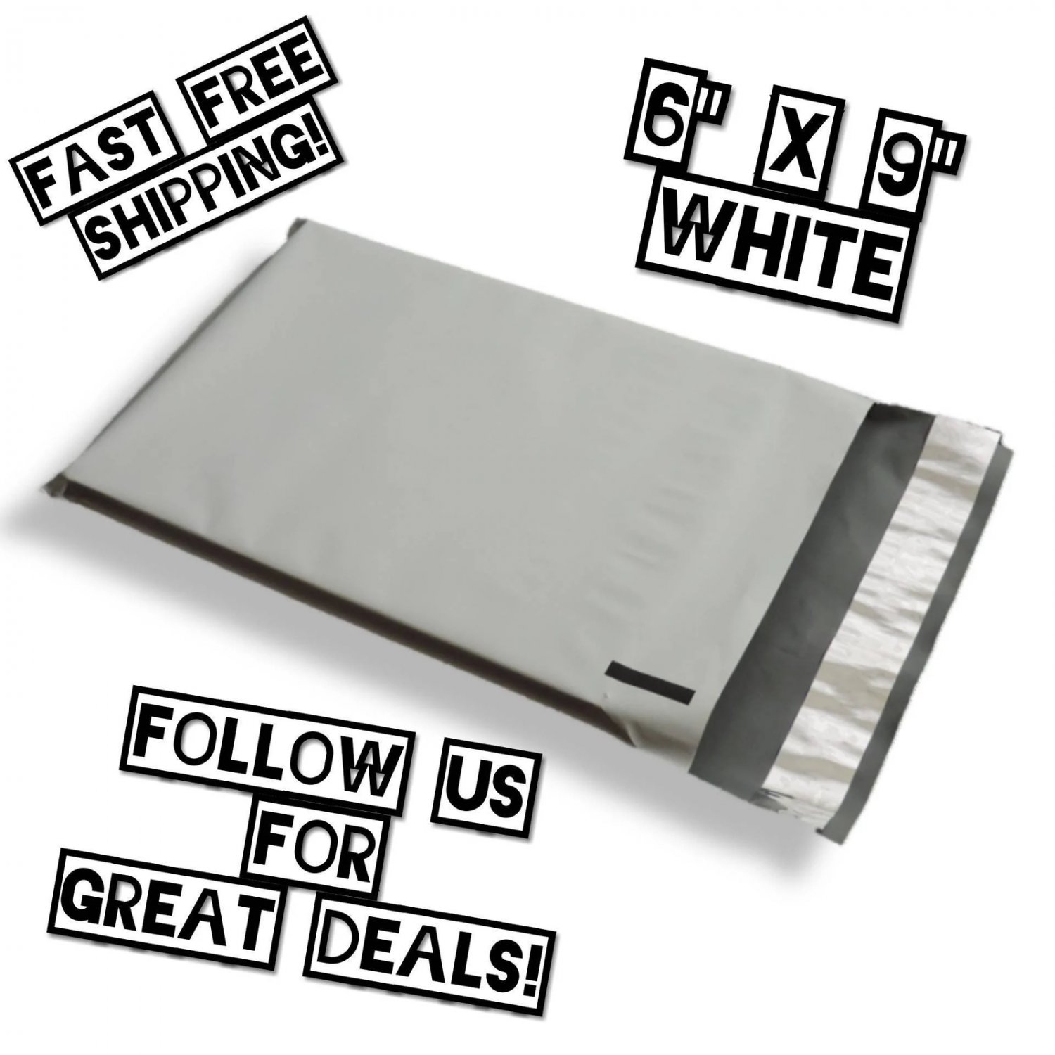 6"X9" White Poly Mailers / Fast FREE Shipping / High Quality Shipping Envelopes