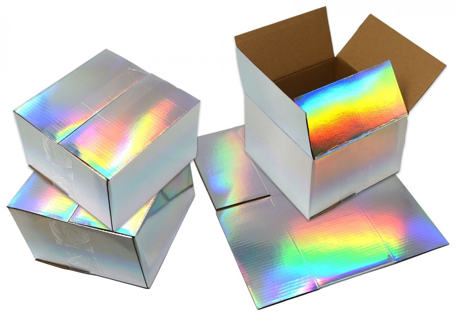 6X6X4" Hologram Designer Boxes, Recyclable, Reusable Shipping Favor Boxes for Gi