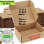 Shipping Boxes 7x5x2, 6x4x3, 9x6x2 Brown, White, Black Small Mailing Boxes 25PK