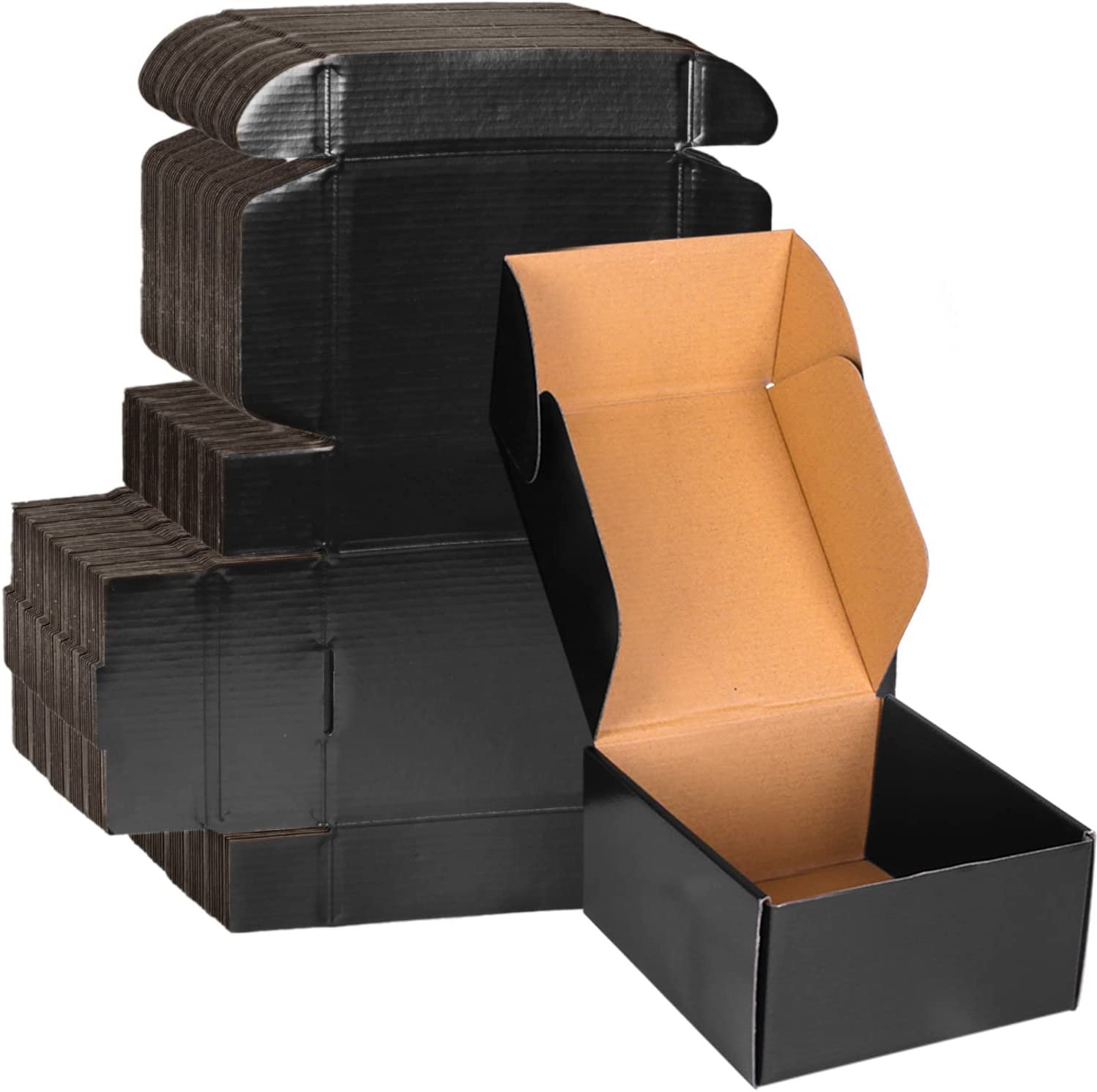 4X4X2 Black Cardboard Boxes 30 Pack, Small Shipping Boxes for Small Business Mai