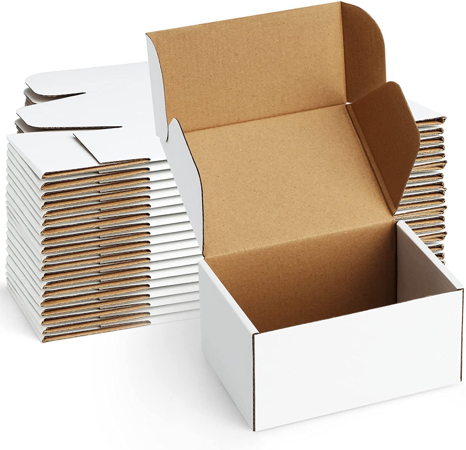 Shipping Boxes 6X4X3 Inches Small Mailing Boxes 25 Brown, White Cardboard Corrug