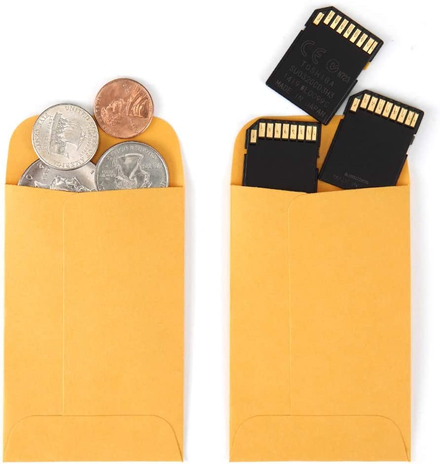 No.1 Coin Envelopes 2.25X 3.5 Small Parts Envelope with Gummed Flap for Home, Ga