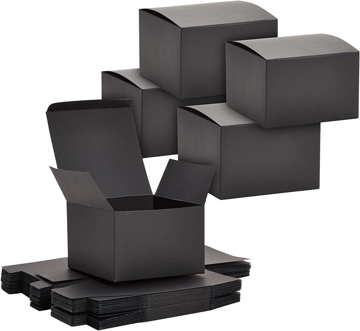 30 Pack Black 6X6X4 Gift Boxes with Lids for Presents, Birthday Themed Party Fav