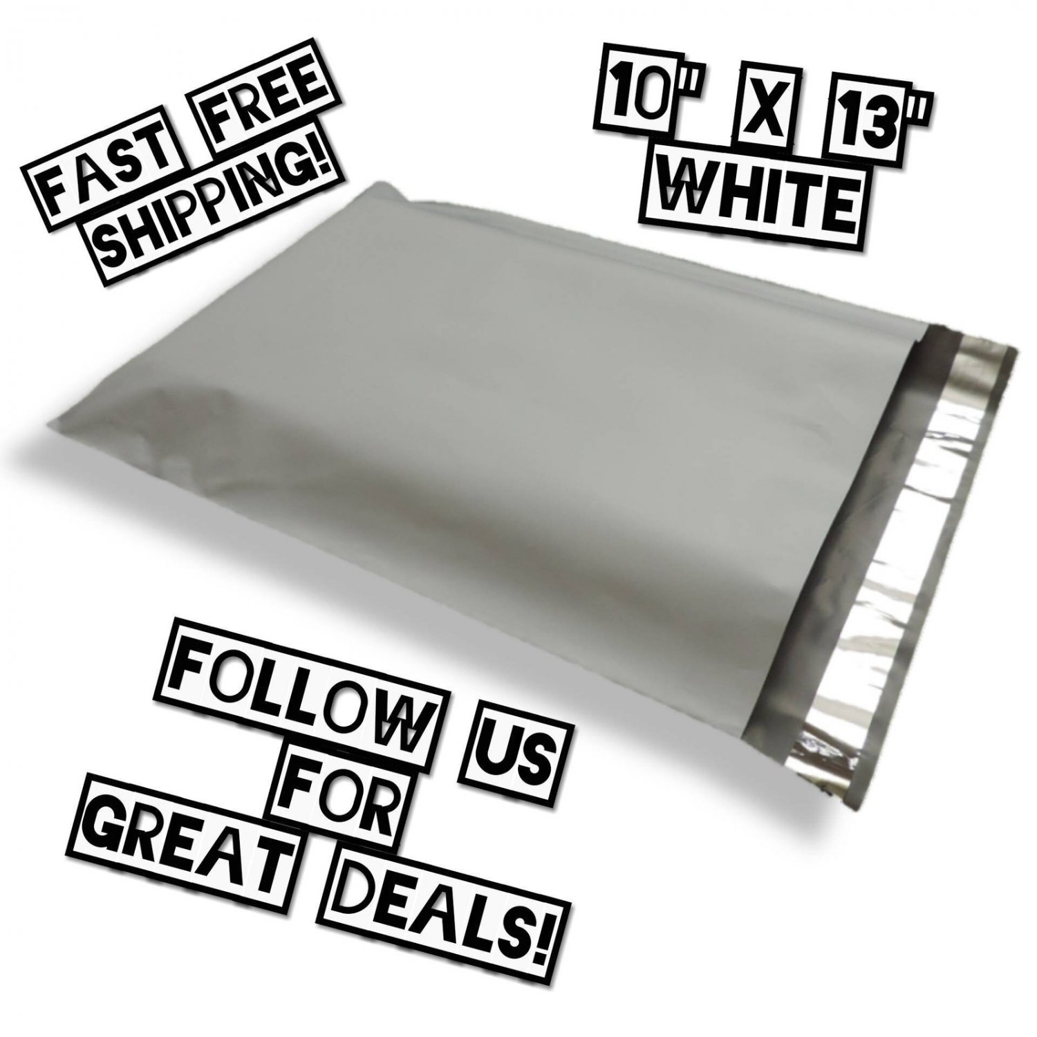 White 10"X13" Poly Mailers / Fast FREE Shipping / Shipping Envelopes