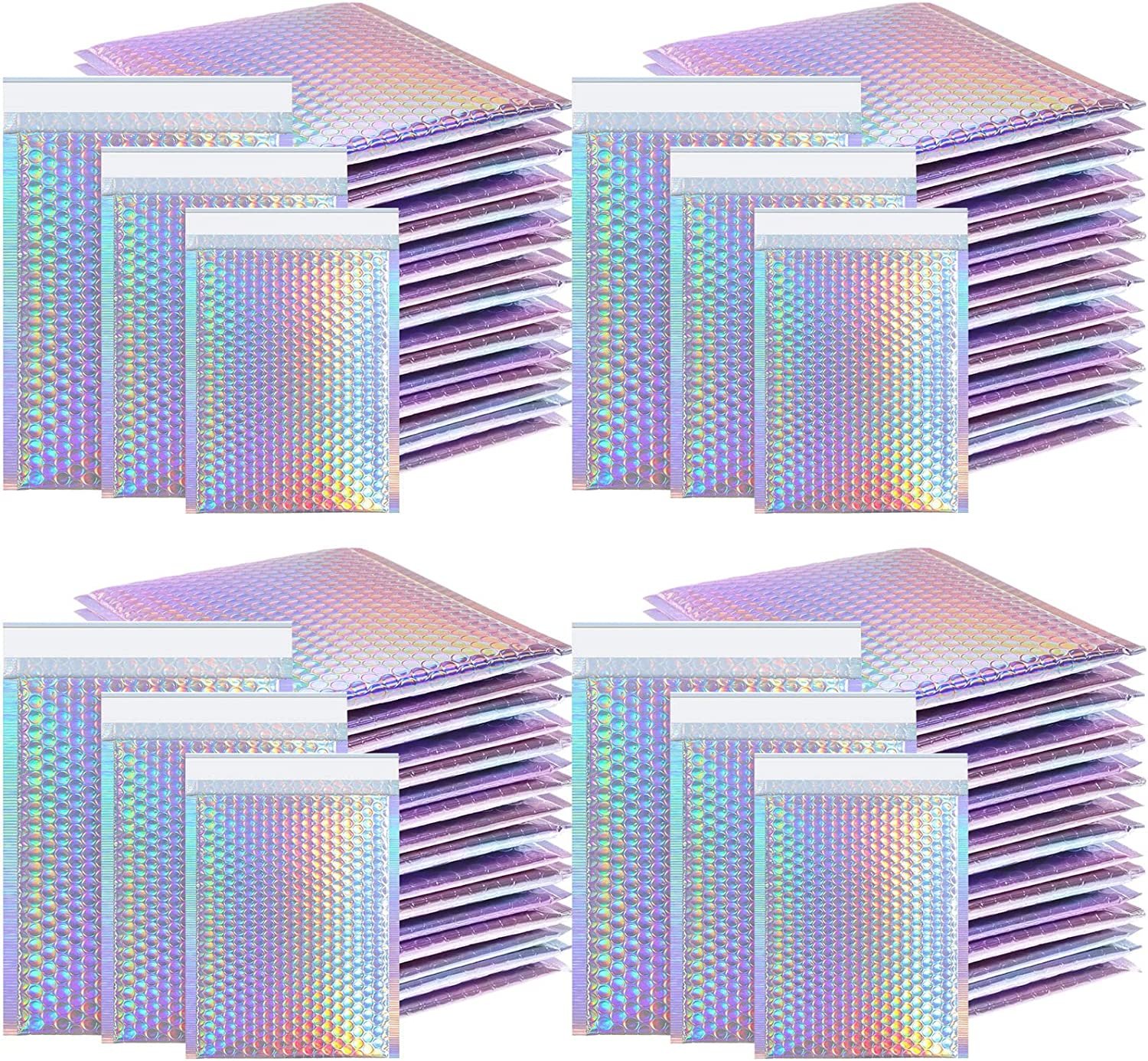 Metallic Bubble Mailers100 Pcs Rainbow Color Bubble Mailers 3 Sizes Padded Poly