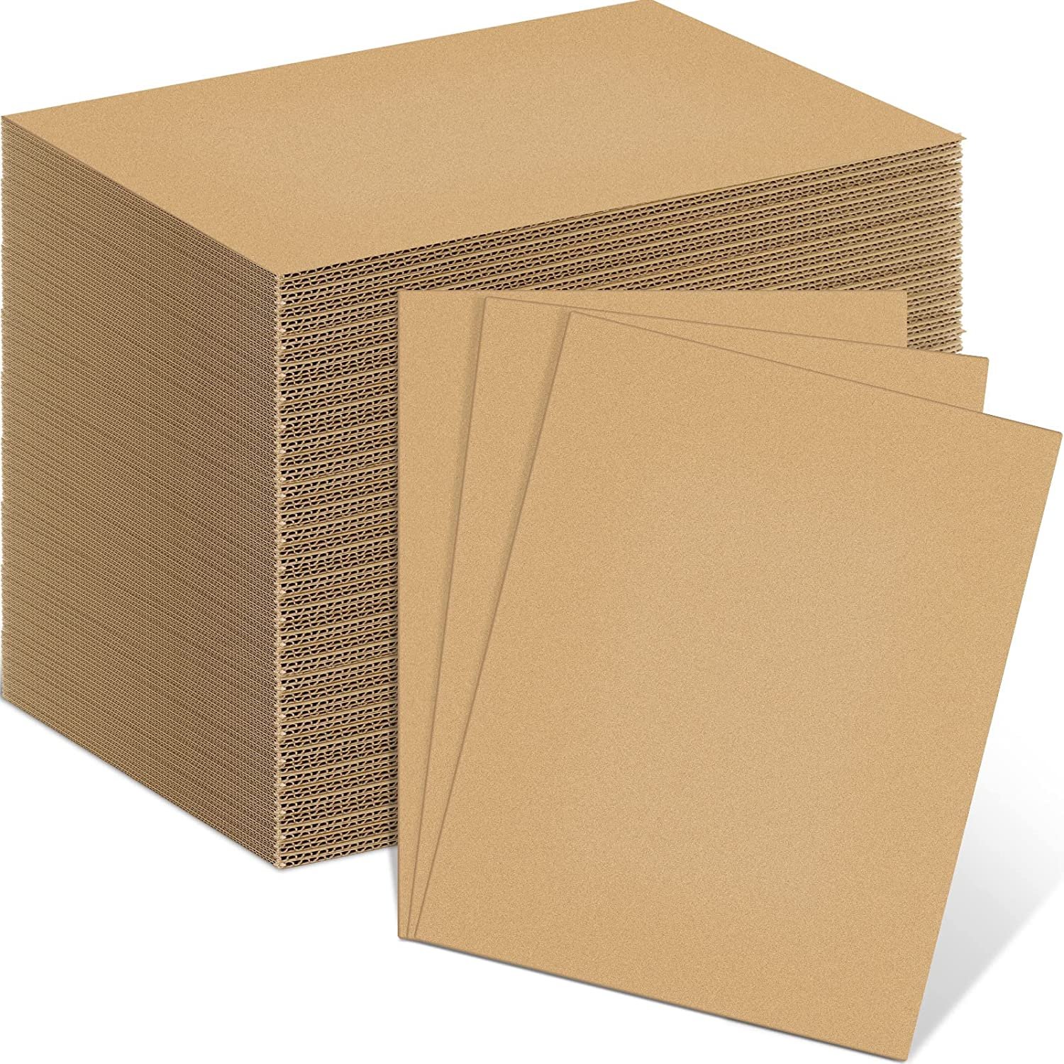 110 Pack Corrugated Cardboard Sheets 11 X 8.5 Inch White or Brown, Flat