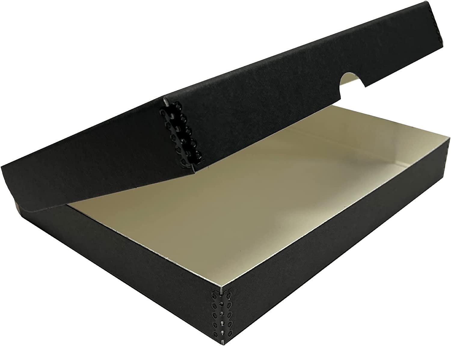 Archival Folio Storage Box. Metal Edge Archival Boxboard, Clamshell Lid