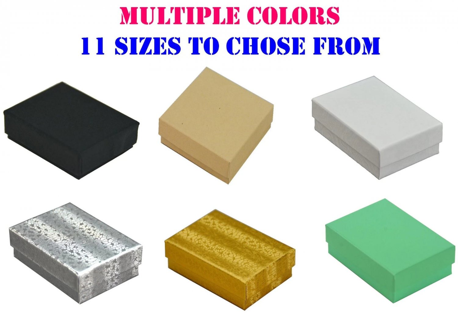 5 Count - Jewelry Gift Box Multiple Colors Cotton Filled Jewelry Gift Boxes, Ret